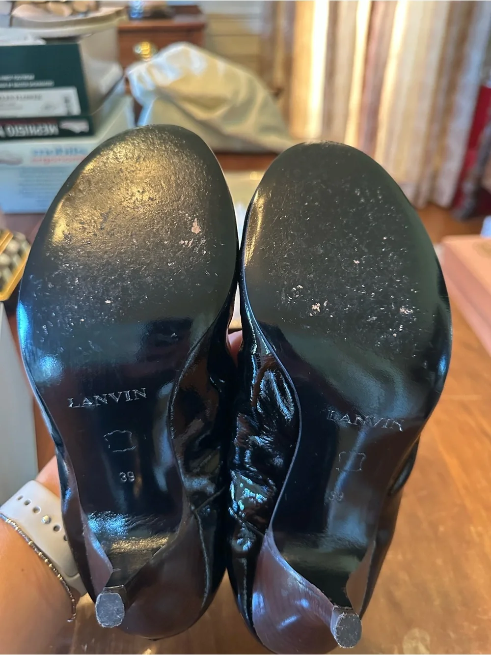 Lanvin Black Patent Leather Women's Ballet Heel